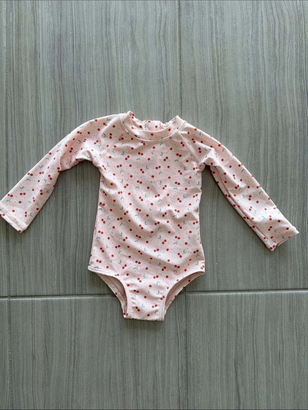 NEW Rylee + Cru Pink Cherry Print Swim Top with Red Cherry Detail